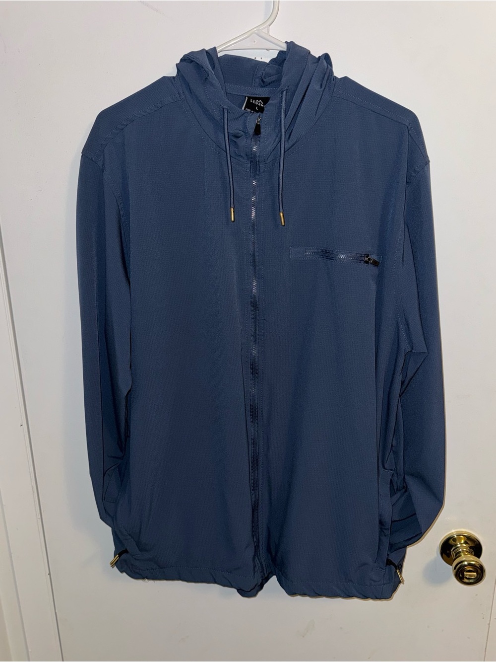 Lightweight Slate Blue Hooded Zip Jacket by L&J